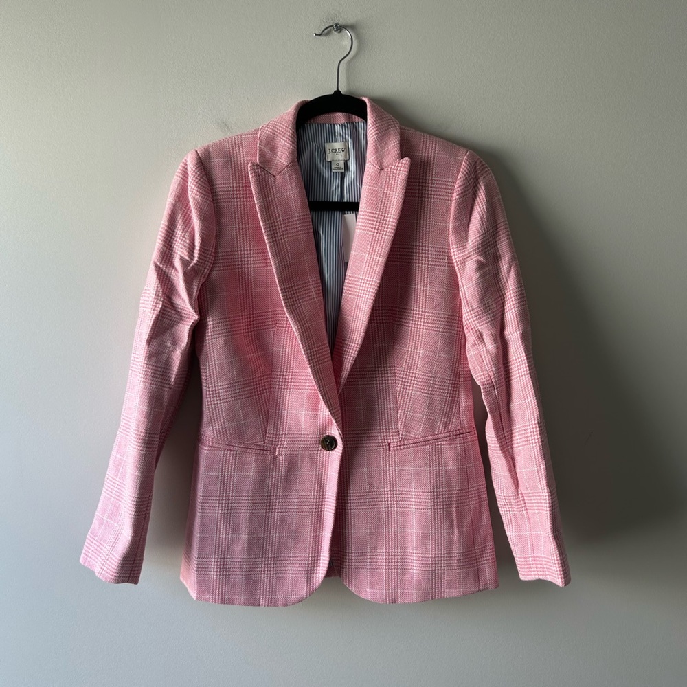 J. Crew pink linen/cotton blend blazer jacket